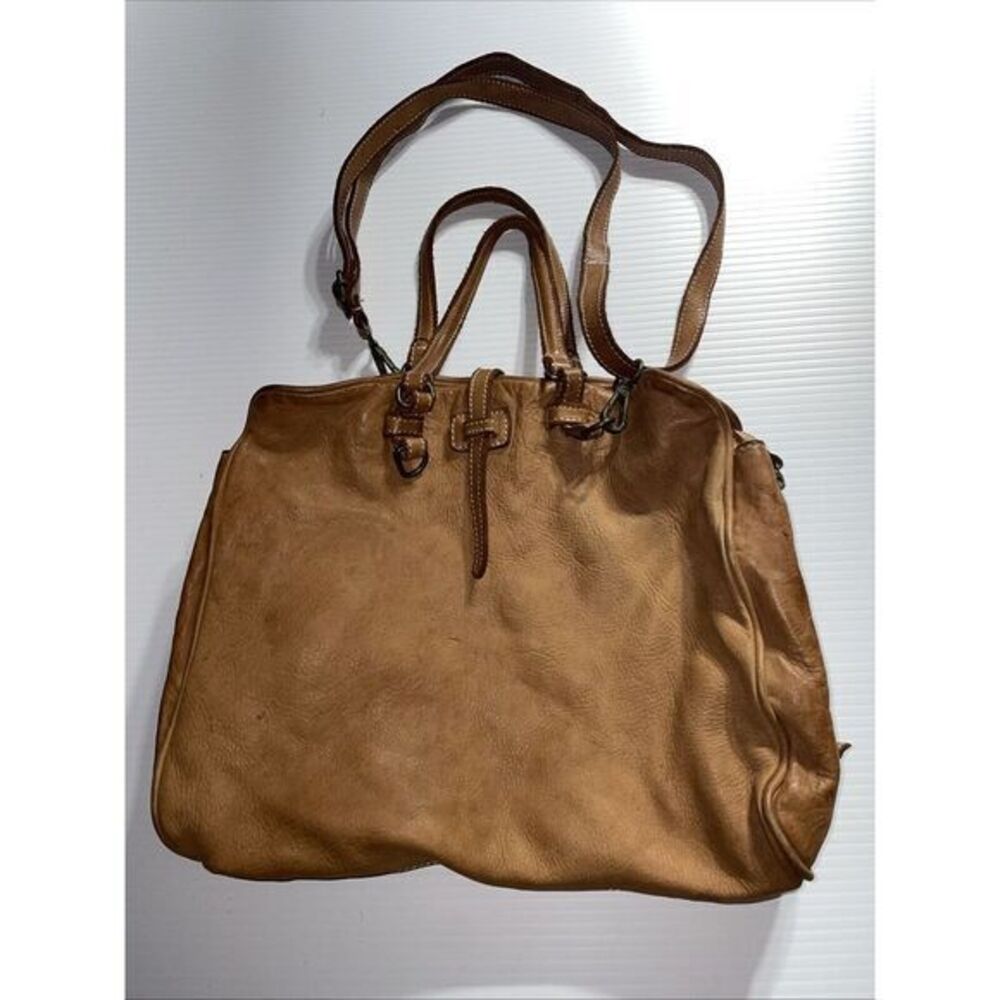 COSTANZA ROTA Leather Brown Bag Satchel Crossbody 3 DIVIDERS 12x10.5x4.5"